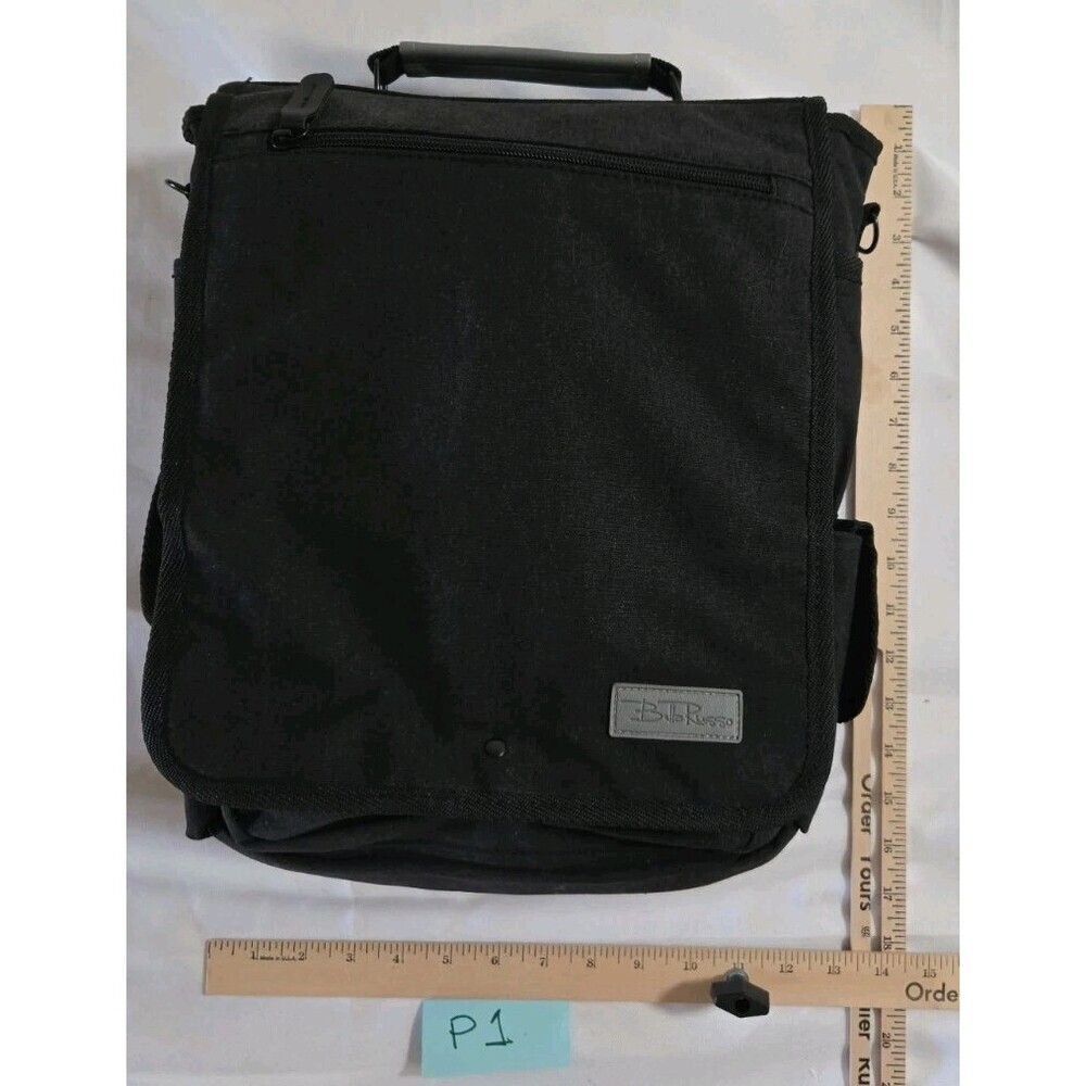Bella Russo Laptop Travel Bag Case Cross Body Many Pockets Black 14"x 11.5"